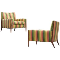 Jules Heumann Lounge Chairs in Colourful Striped Fabric