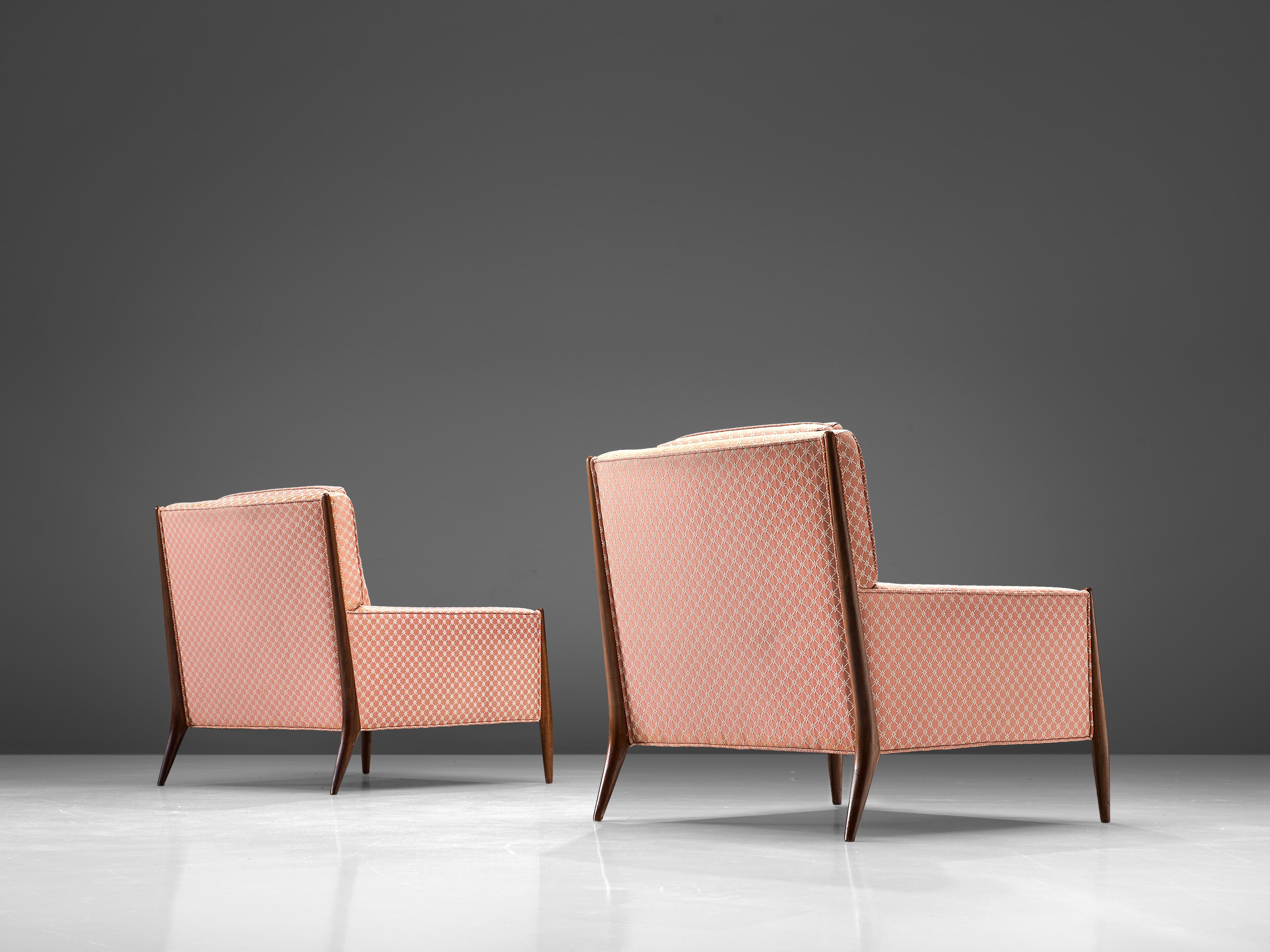 Mid-20th Century Jules Heumann Pair of Pink Lounge Chairs