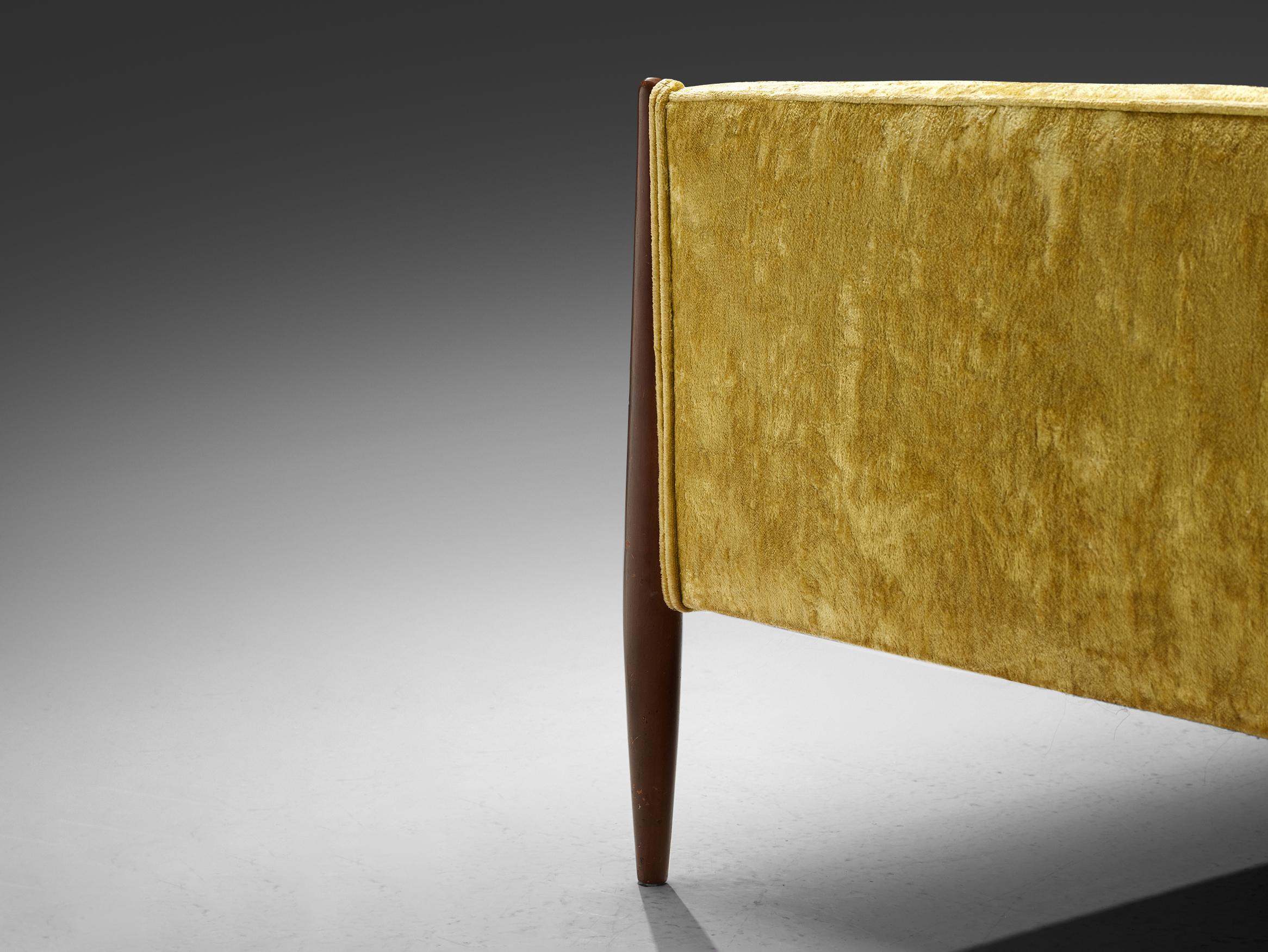 Jules Heumann Sofa in Gold Colored Velvet and Walnut  For Sale 2