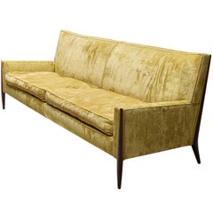 Vintage Jules Heumann Sofa in Gold Colored Velvet and Walnut 