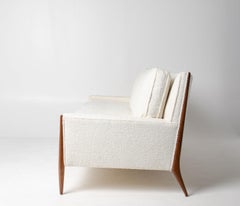Jules Heumann Sofa in Walnut and Vanilla Boucle and Down Feathers