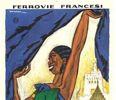 Affiche de voyage vintage originale Visitate l'Exposizione Coloniale Paris