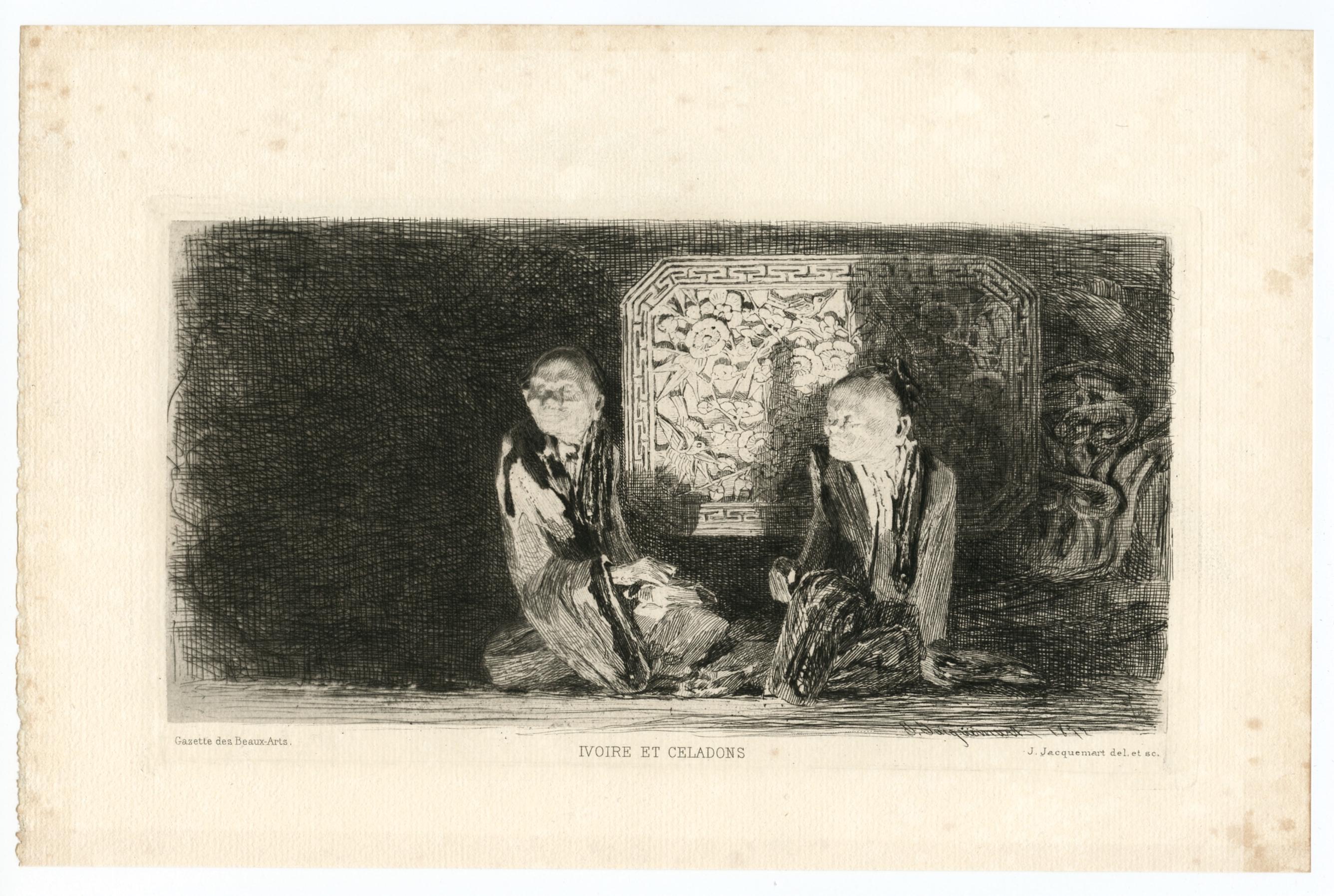 Medium: original etching. This impression on cream laid paper was published by the Gazette des Beaux-Arts in 1903. Plate size: 4 3/4 x 8 3/4 inches (125 x 220 mm). Signed in the plate, not hand-signed. 

Condition: there is foxing to the paper,