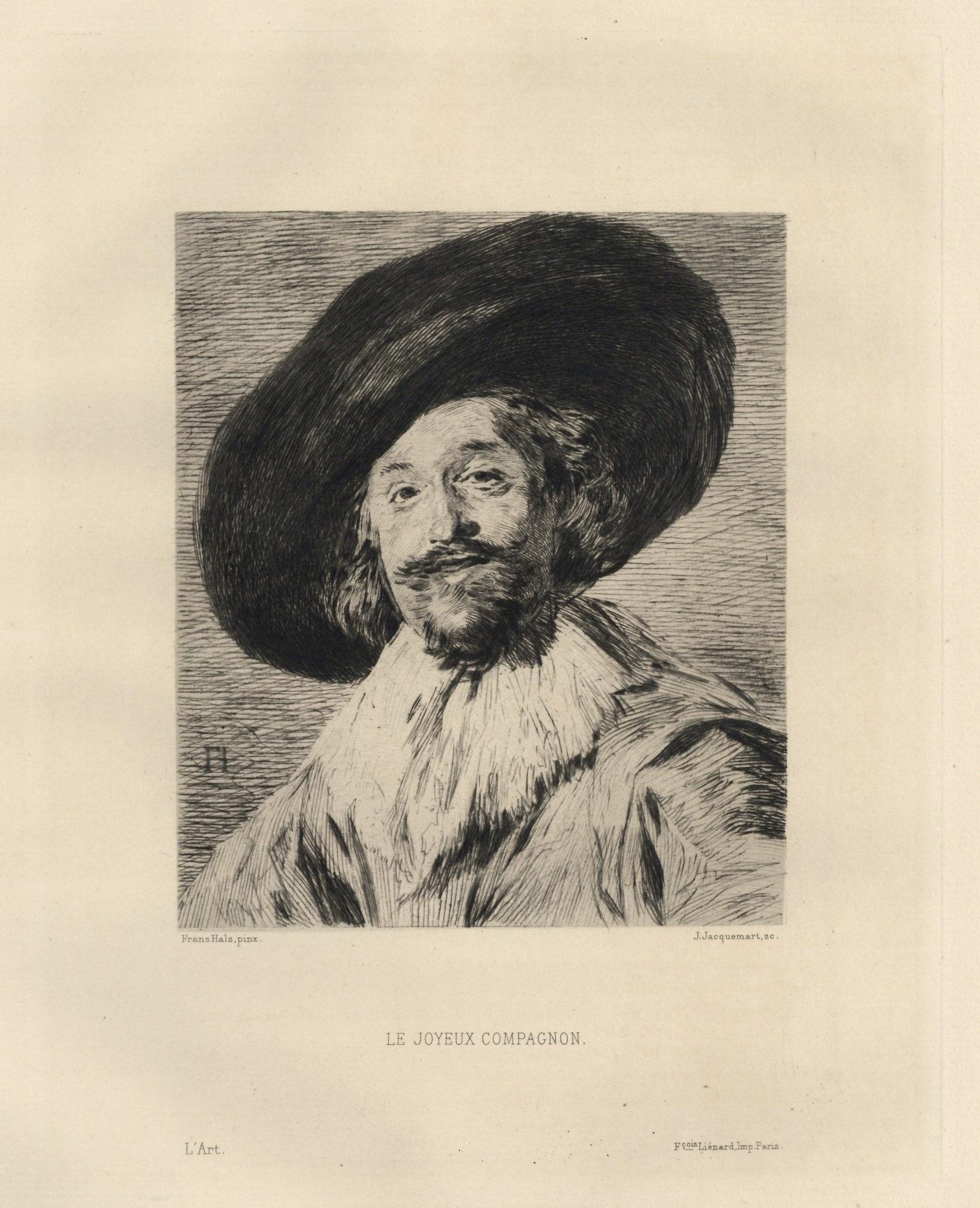 "Le Joyeux Compagnon" etching - Print by Jules Jacquemart