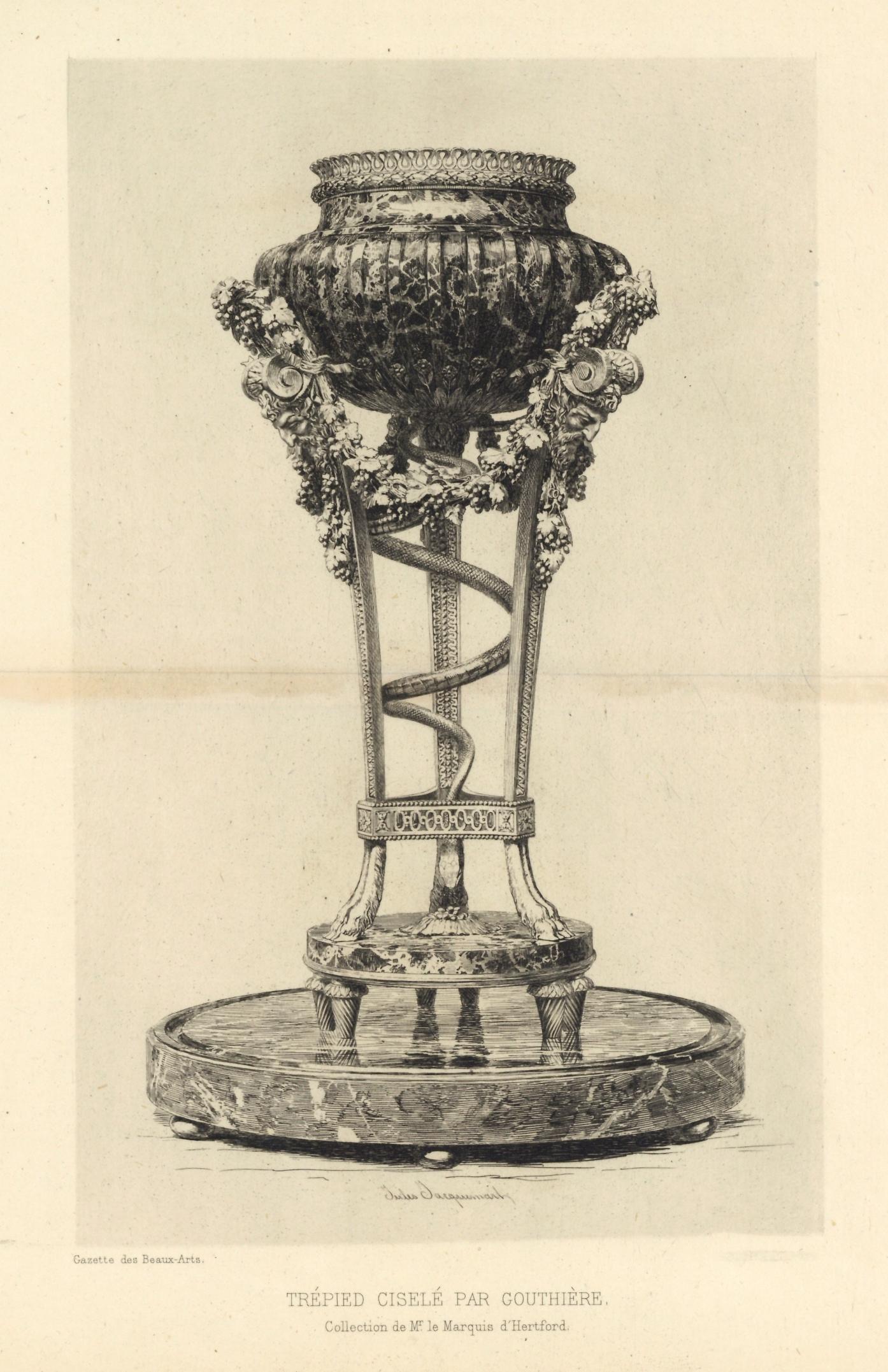 "Tripod by Gouthiere" original etching