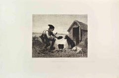 Le Pere Malice - Etching by Jules Jacques Veyrassat - 1860s