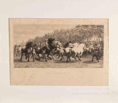 Jules Jacques Veyrassat - Les Marché aux Chevaux de Paris... - Etching by Jules Jacques Veyrassat - 1853 Les Marché aux Chevaux de Paris... - Etching by Jules Jacques Veyrassat - 1853