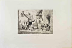 Un Marèchal à Moret - Etching by Jules Jacques Veyrassat - 1870s