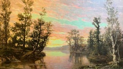 "Tramonto" di Jules Jequier - Olio su tela - 89x157 cm