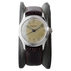Jules Jergensen Stahl Art Deco Runde Uhr mit Original-Zifferblatt circa 1940's