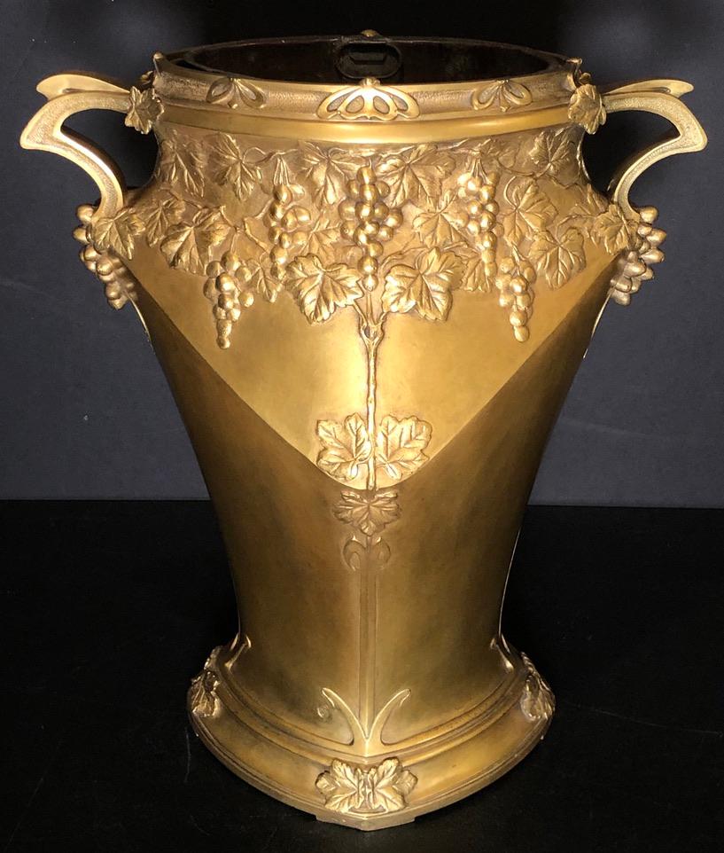 Cast Gilt Bronze Planter Vase By Jules Jouant For Sale