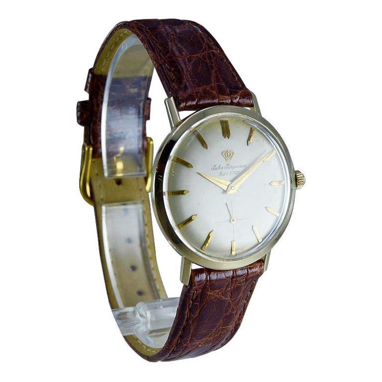 Jules Jurgensen in oro giallo massiccio 14 carati circa 1960 con scatola originale in vendita 1
