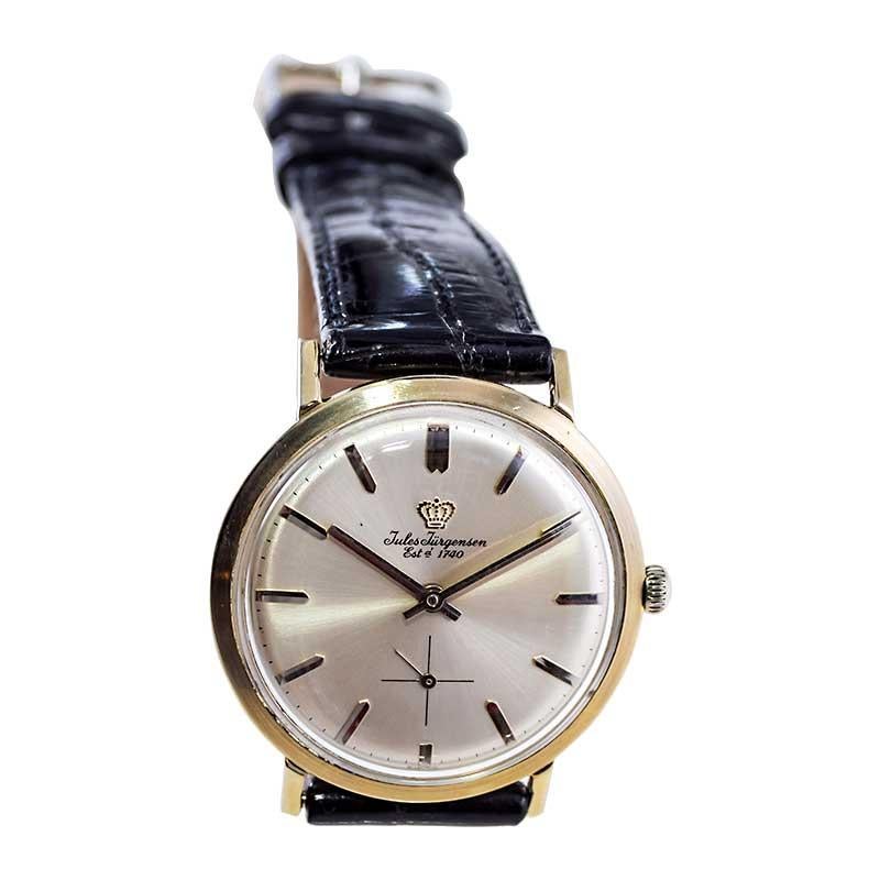 Jules Jurgensen 14Kt. White Gold Dress Style Manual Wristwatch, 1950s For Sale 2