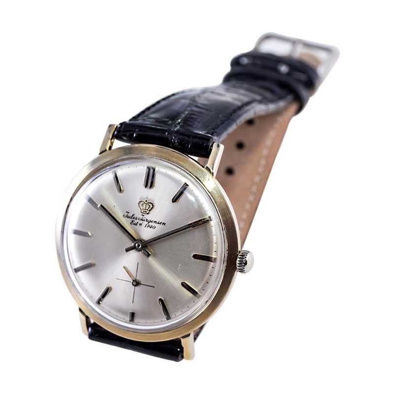 Jules Jurgensen 14Kt. White Gold Dress Style Manual Wristwatch, 1950s For Sale 3