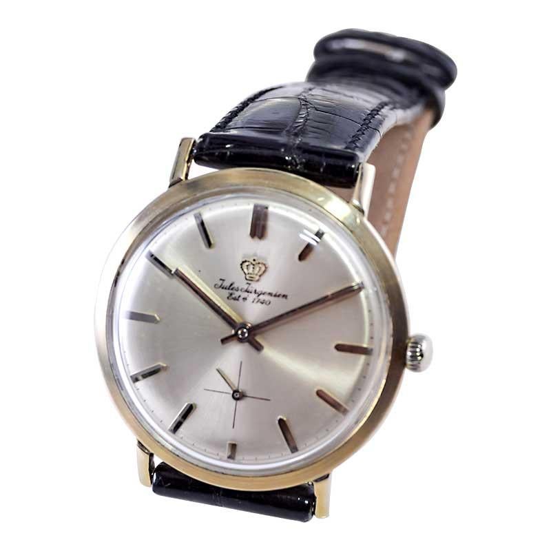 Jules Jurgensen 14Kt. White Gold Dress Style Manual Wristwatch, 1950s For Sale 4