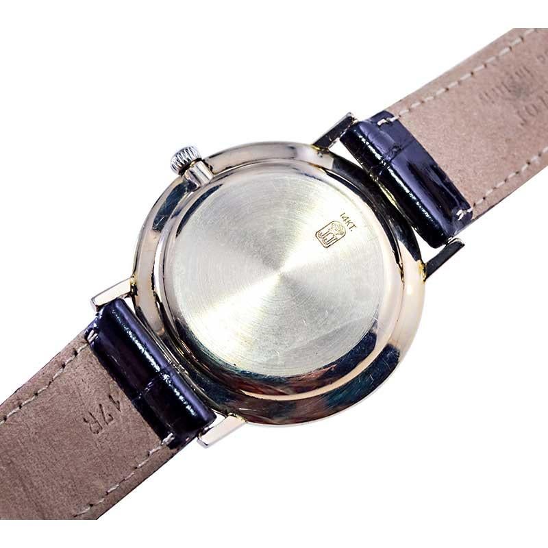 Jules Jurgensen 14Kt. White Gold Dress Style Manual Wristwatch, 1950s For Sale 5