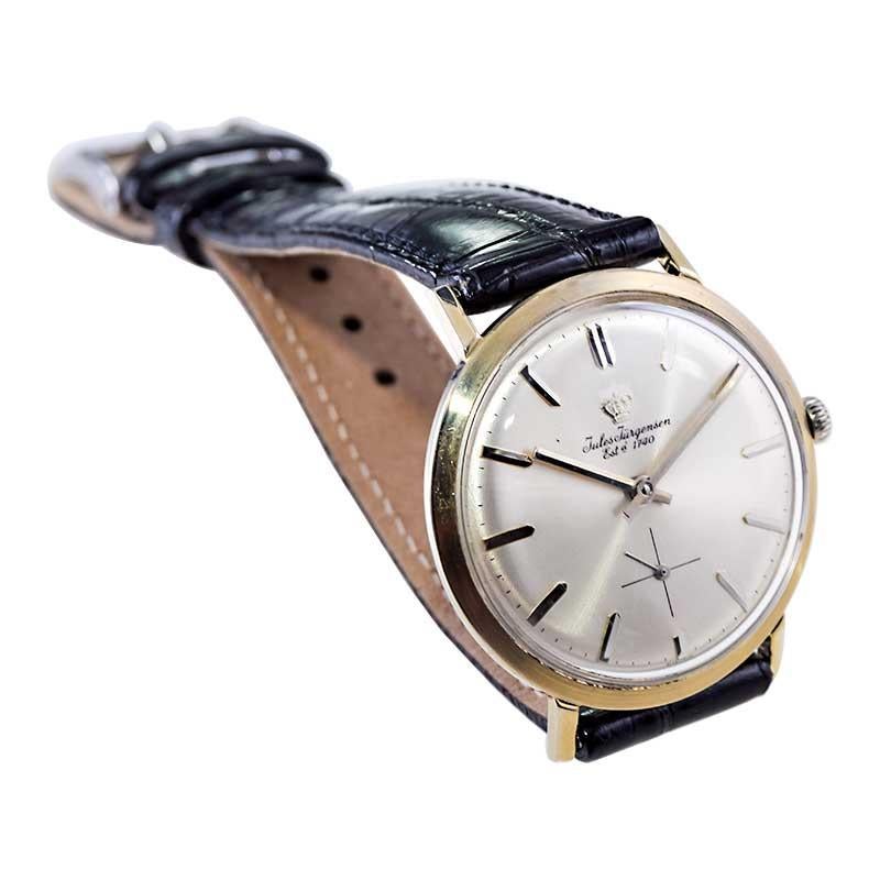 Jules Jurgensen 14Kt. White Gold Dress Style Manual Wristwatch, 1950s In Excellent Condition In Long Beach, CA