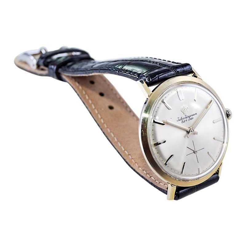 Women's or Men's Jules Jurgensen 14Kt. White Gold Dress Style Manual Wristwatch, 1950s For Sale