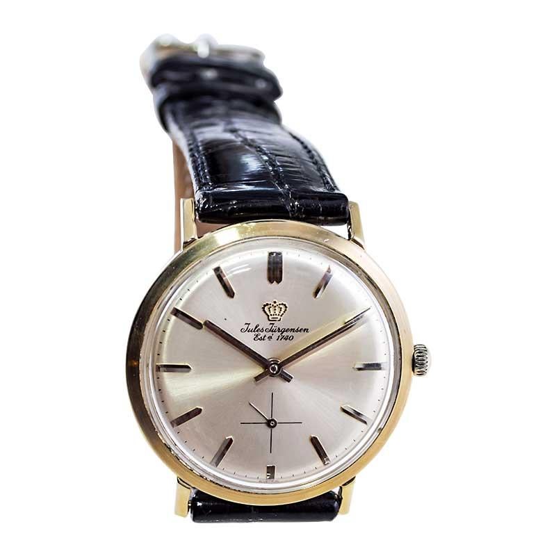 Jules Jurgensen 14Kt. White Gold Dress Style Manual Wristwatch, 1950s For Sale 1