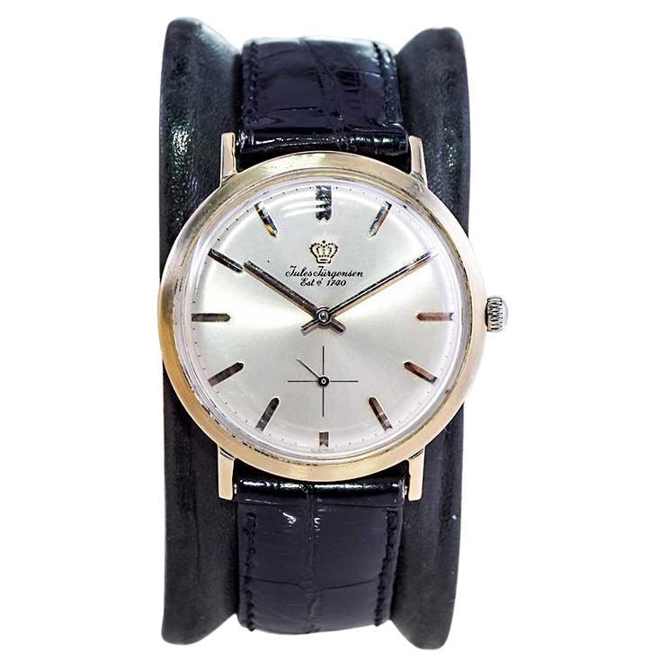 Jules Jurgensen 14Kt. White Gold Dress Style Manual Wristwatch, 1950s For Sale