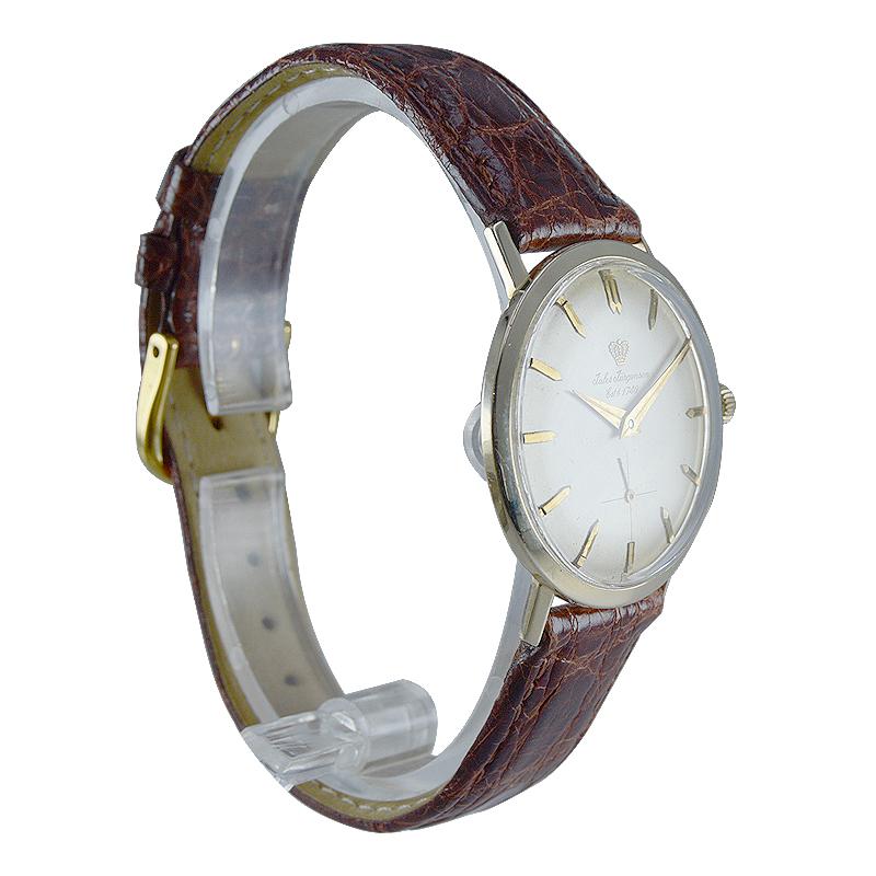 da uomo o donna Jules Jurgensen in oro giallo massiccio 14 carati circa 1960 con scatola originale in vendita
