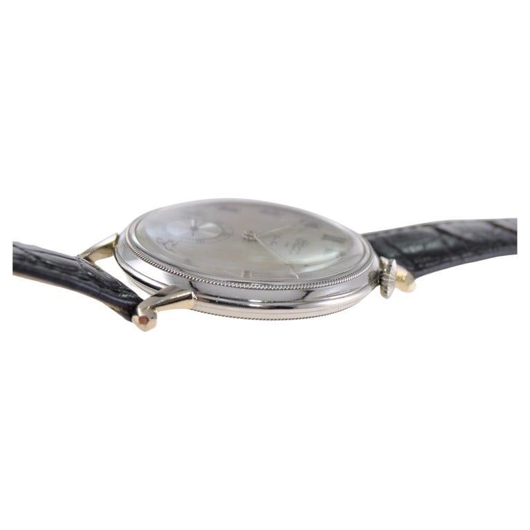Jules Jurgensen 18Kt. White Gold Art Deco Driver's Style Manual Watch, 1920s For Sale 4