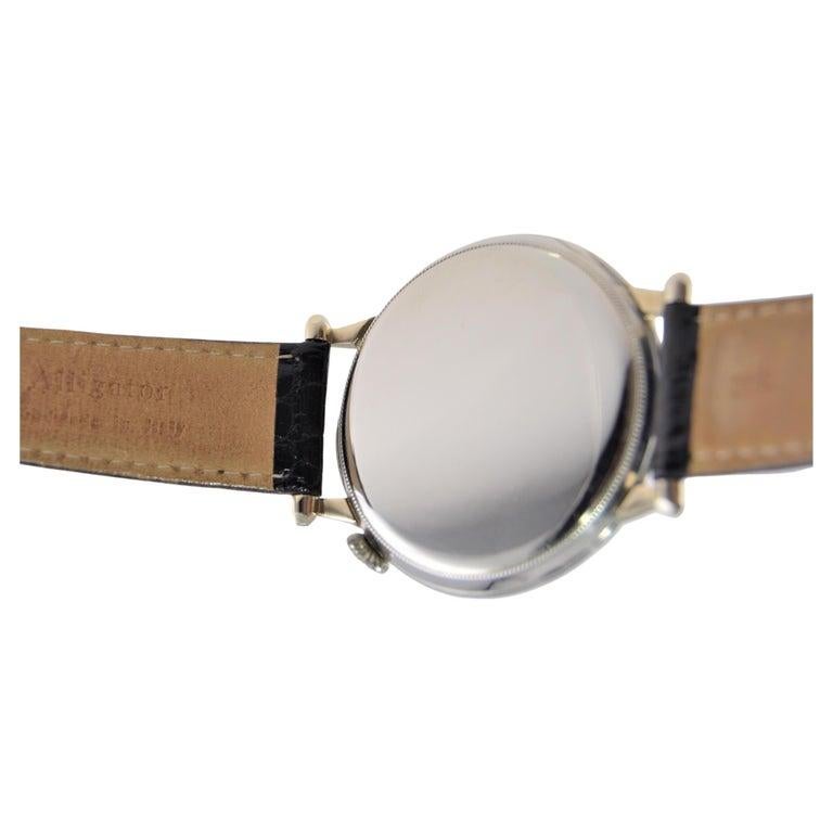 Jules Jurgensen 18Kt. White Gold Art Deco Driver's Style Manual Watch, 1920s For Sale 5