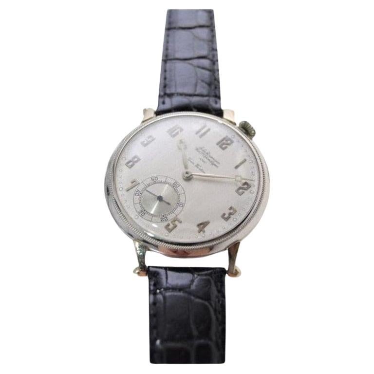 Jules Jurgensen 18Kt. White Gold Art Deco Driver's Style Manual Watch, 1920s For Sale 2