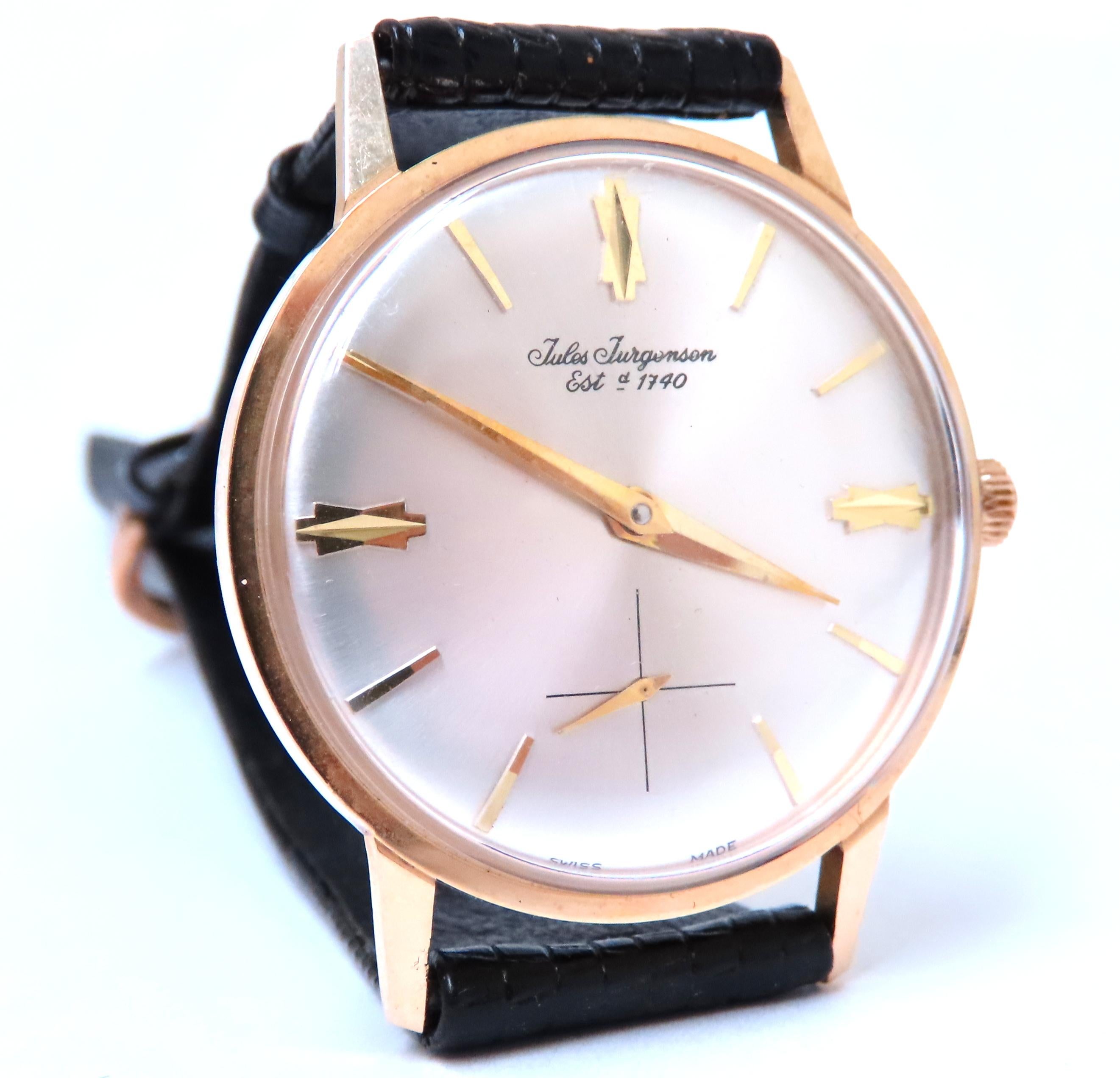 Jules Jurgensen Authentische Mintschachtel & Papiere Original 17J 14KT Gold 10