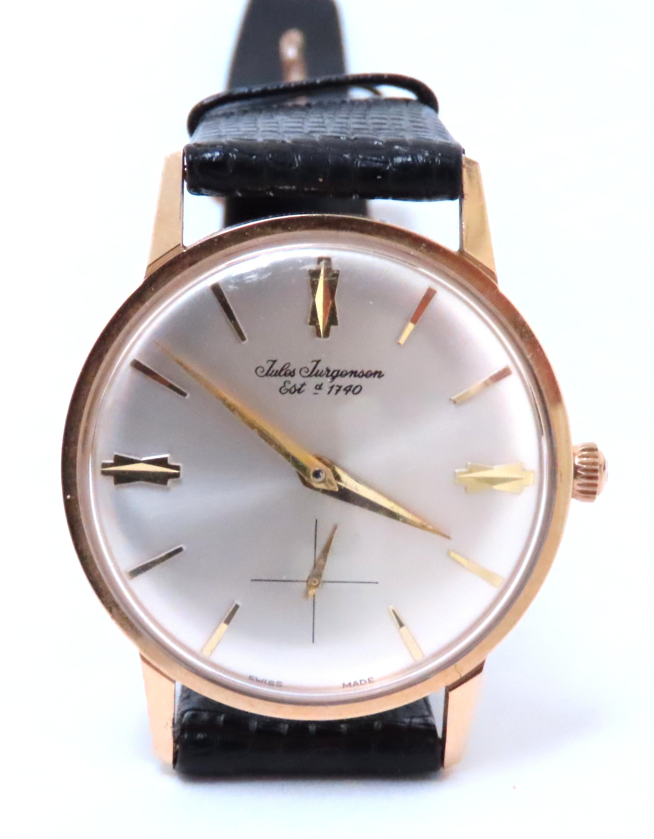 Jules Jurgensen Authentische Mintschachtel & Papiere Original 17J 14KT Gold 12