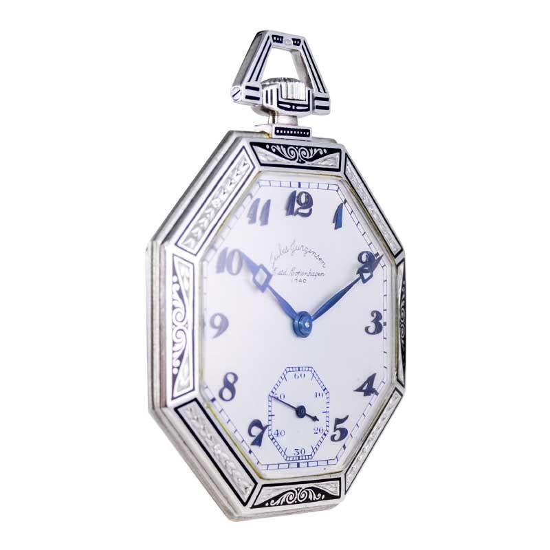 Jules Jurgensen / Platinum / Men's Pocket Watch / Octagon Art Deco Style 7