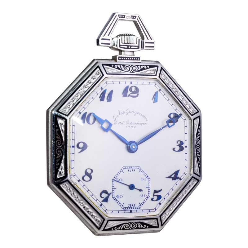 Jules Jurgensen / Platinum / Men's Pocket Watch / Octagon Art Deco Style 8