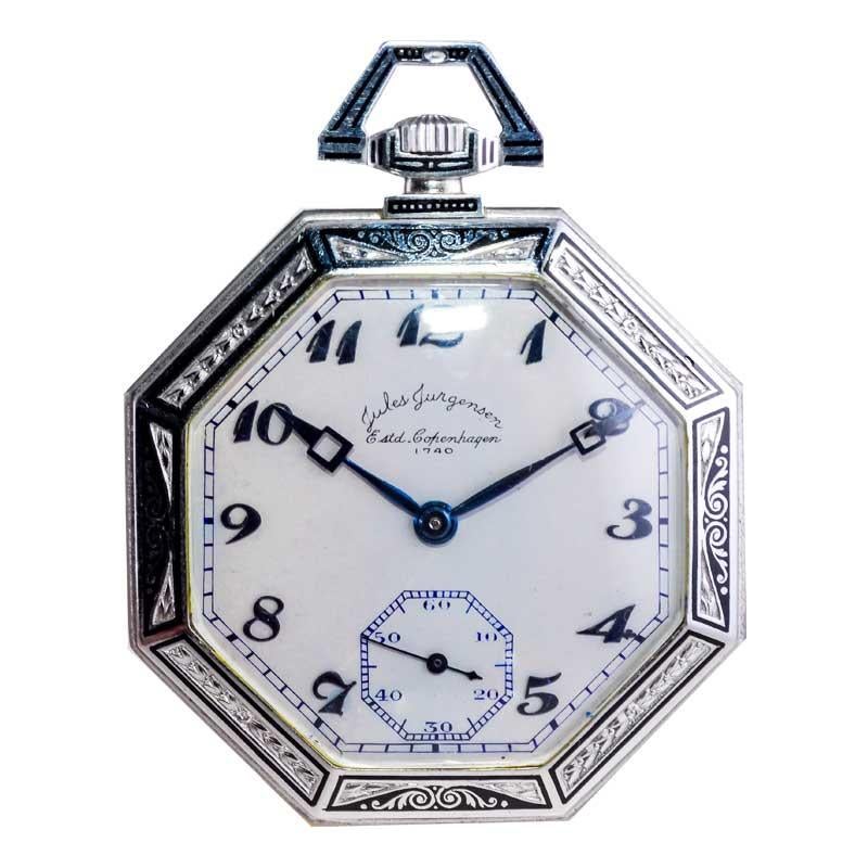 Jules Jurgensen / Platinum / Men's Pocket Watch / Octagon Art Deco Style 9