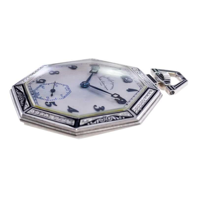 Jules Jurgensen / Platinum / Men's Pocket Watch / Octagon Art Deco Style 10