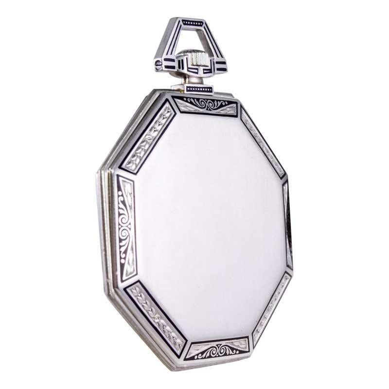 Jules Jurgensen / Platinum / Men's Pocket Watch / Octagon Art Deco Style In New Condition In Long Beach, CA