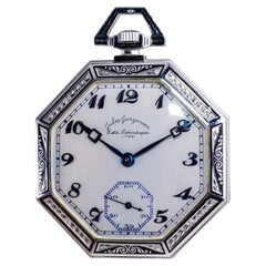 Jules Jurgensen / Platinum / Men's Pocket Watch / Octagon Art Deco Style