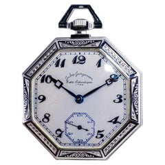 Jules Jurgensen / Platine / Montre de poche pour homme / Octogon de style Art Déco