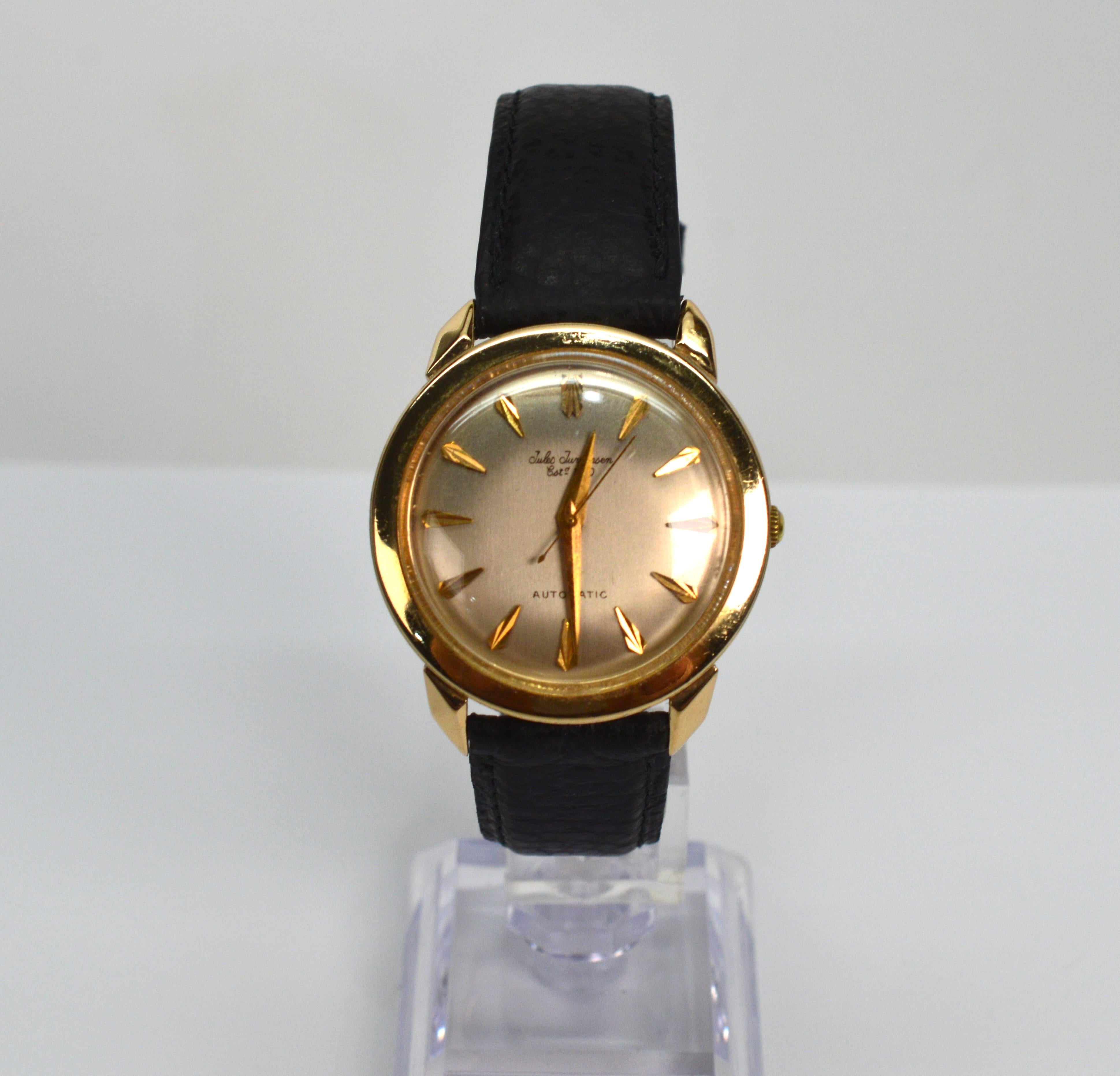 Jules Jurgensen Retro 14 Karat Yellow Gold Men's Dress Watch  For Sale 2