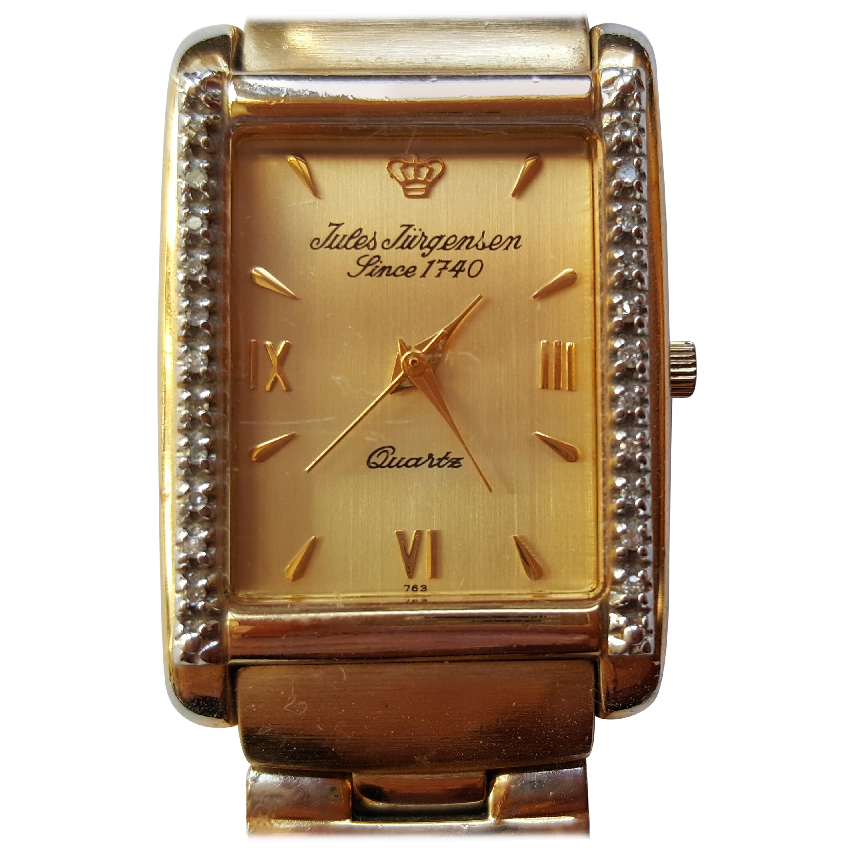 Jules Jurgensen Vintage 1970s Unisex Watch Gold and Diamonds