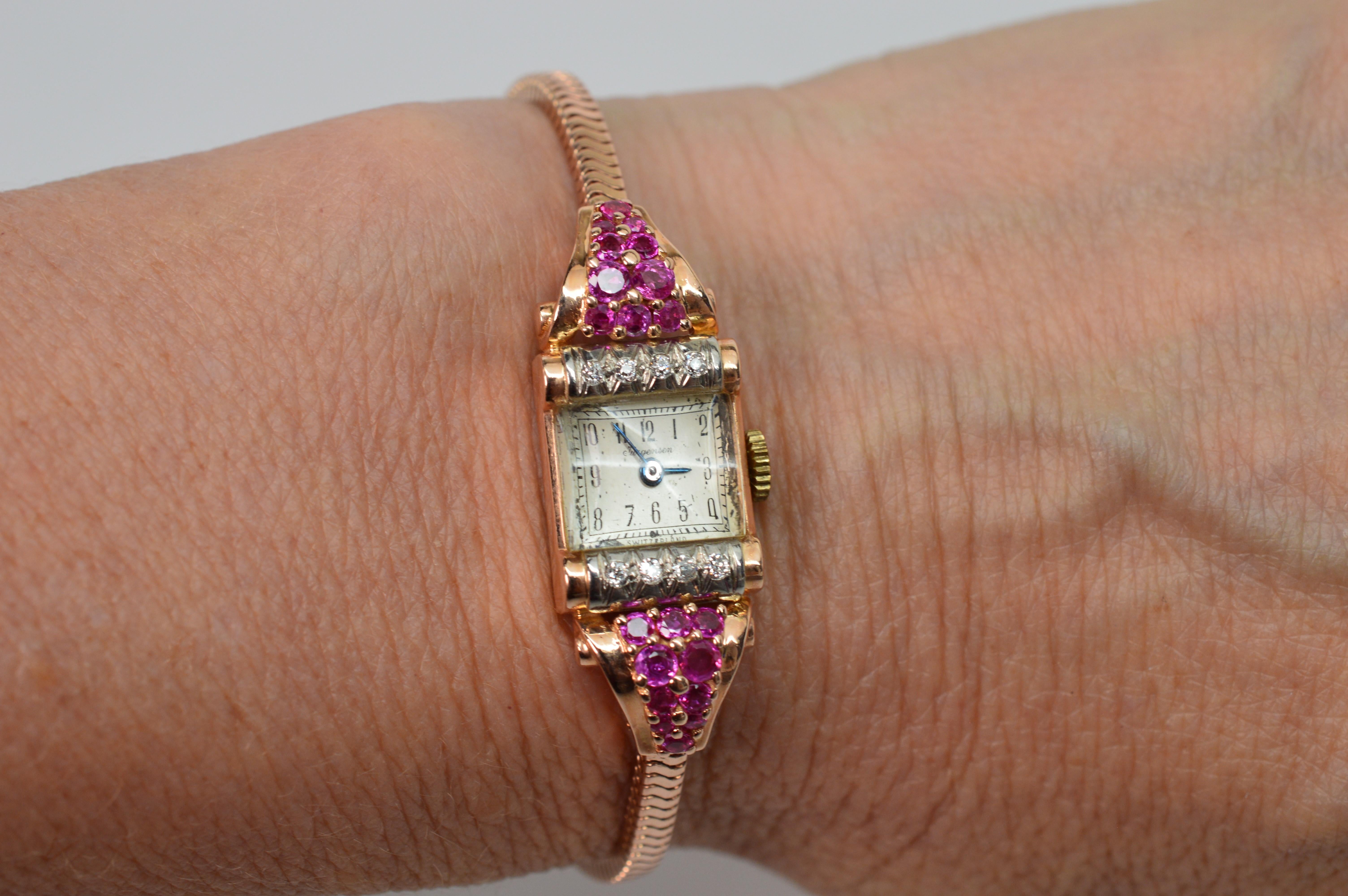 jules jurgensen 14k gold watch with diamonds