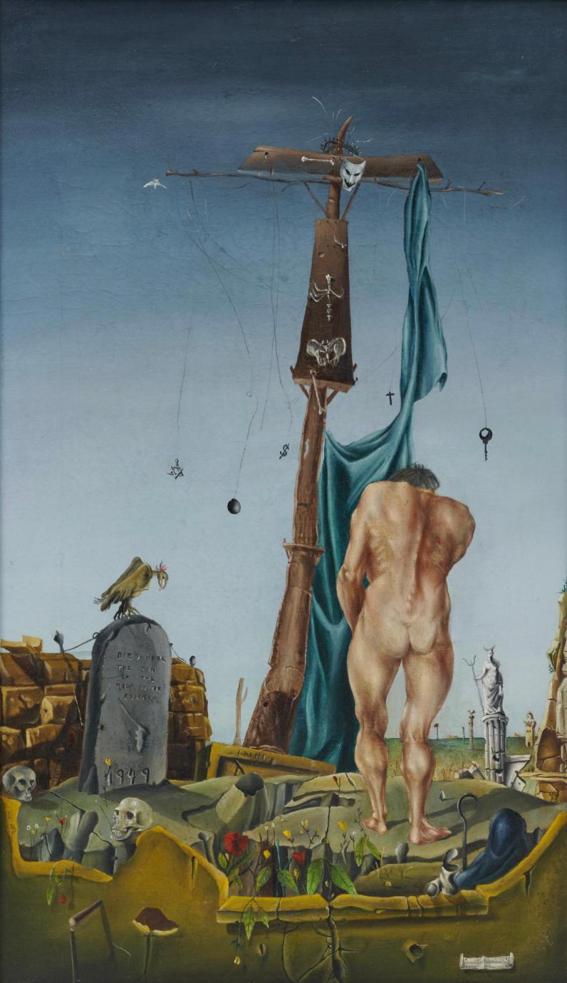 Symbolic Crucifixion - Painting by Jules Kirschenbaum