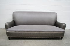 “Jules” Large 2.5-Seat Sofa in Metallic-Weave Romo “Zinc” Fabric