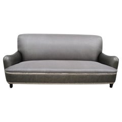 “Jules” Large 2.5-Seat Sofa in Metallic-Weave Romo “Zinc” Fabric