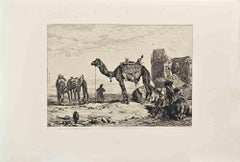Sous les Murs de Teheran - eau-forte de Jules Laurens - années 1860