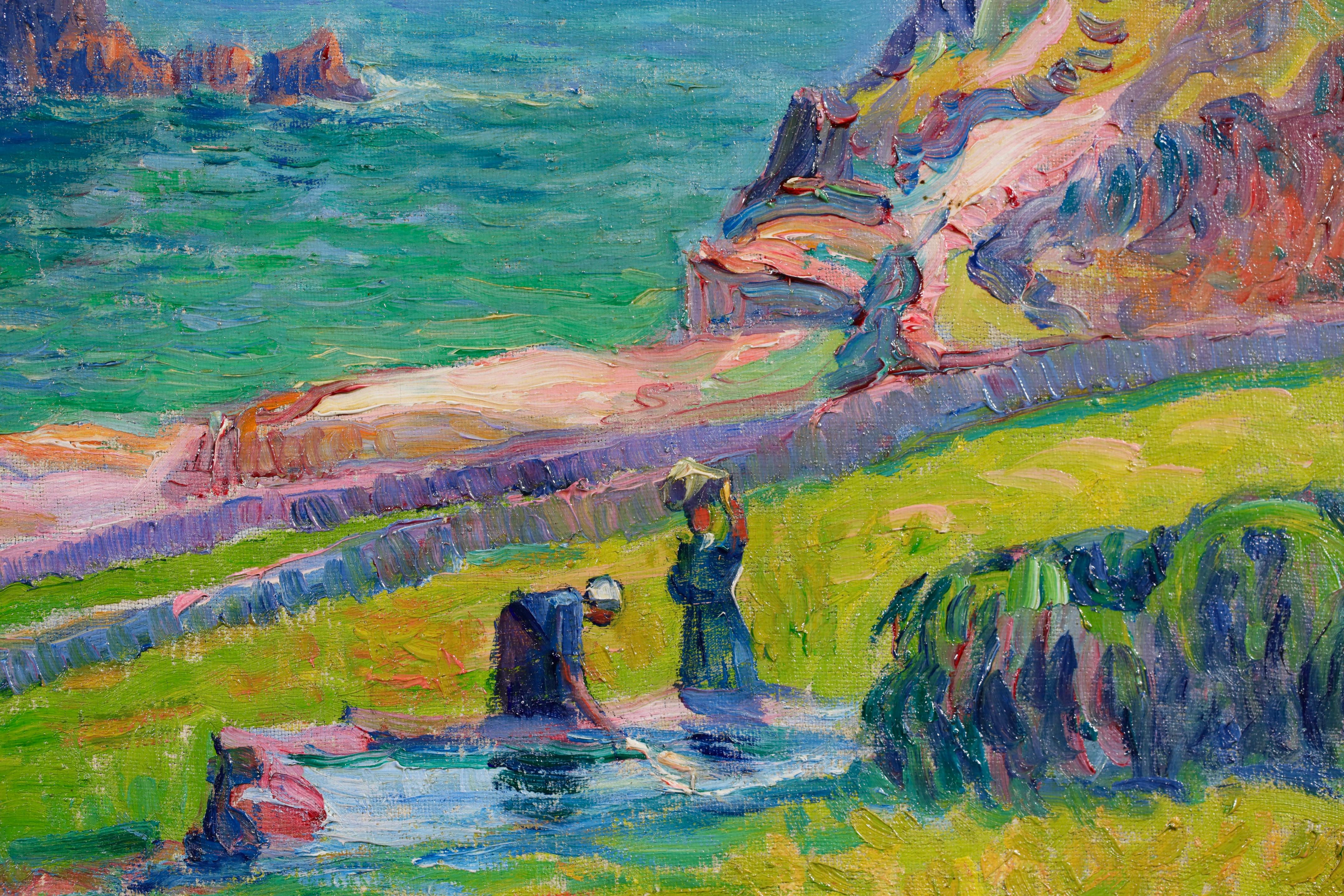 Porte La Motte - Brittany - Post Impressionist Landscape Oil by Jules Le Ray For Sale 10