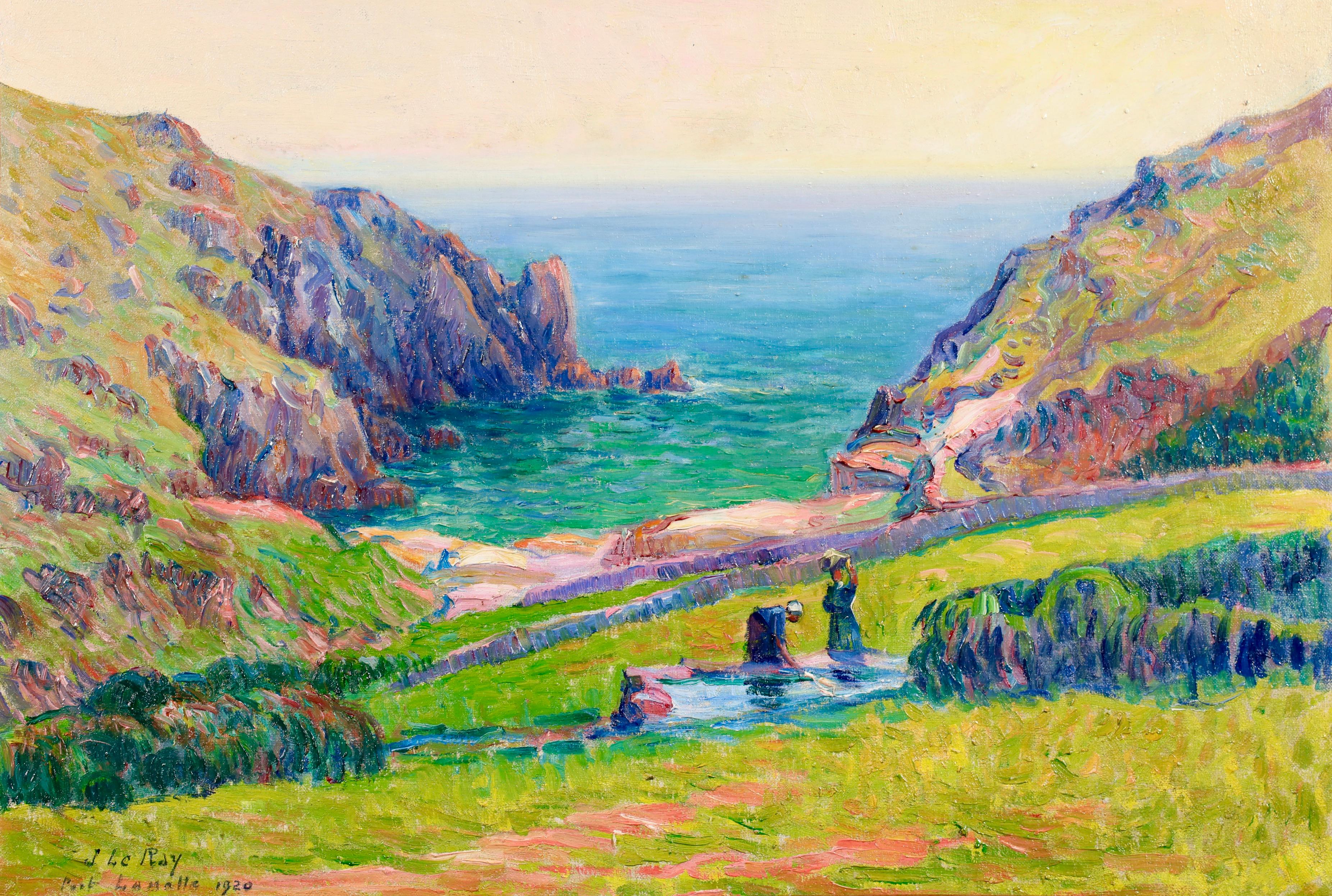 Porte La Motte - Brittany - Post Impressionist Landscape Oil by Jules Le Ray For Sale 1