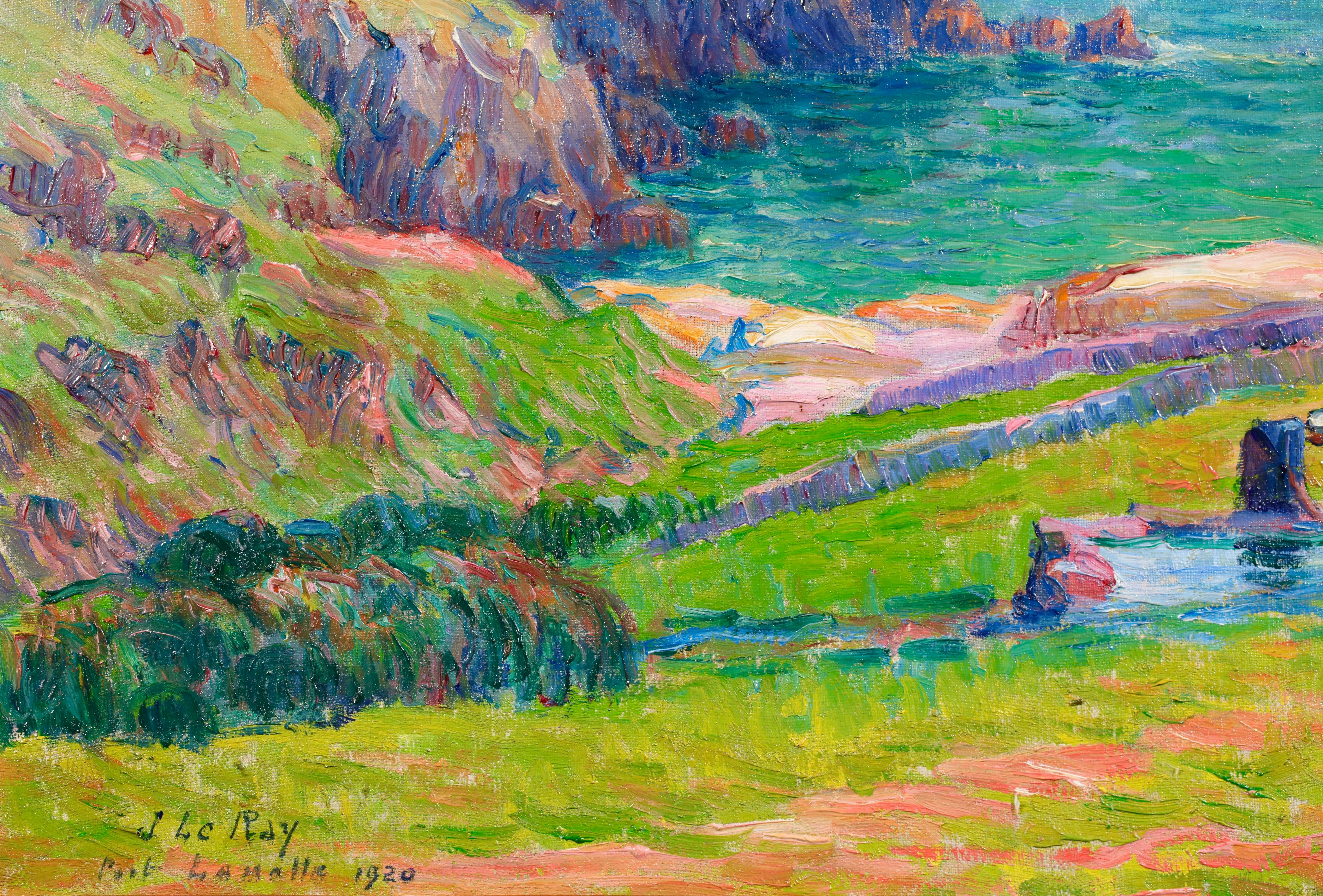 Porte La Motte - Brittany - Post Impressionist Landscape Oil by Jules Le Ray For Sale 3