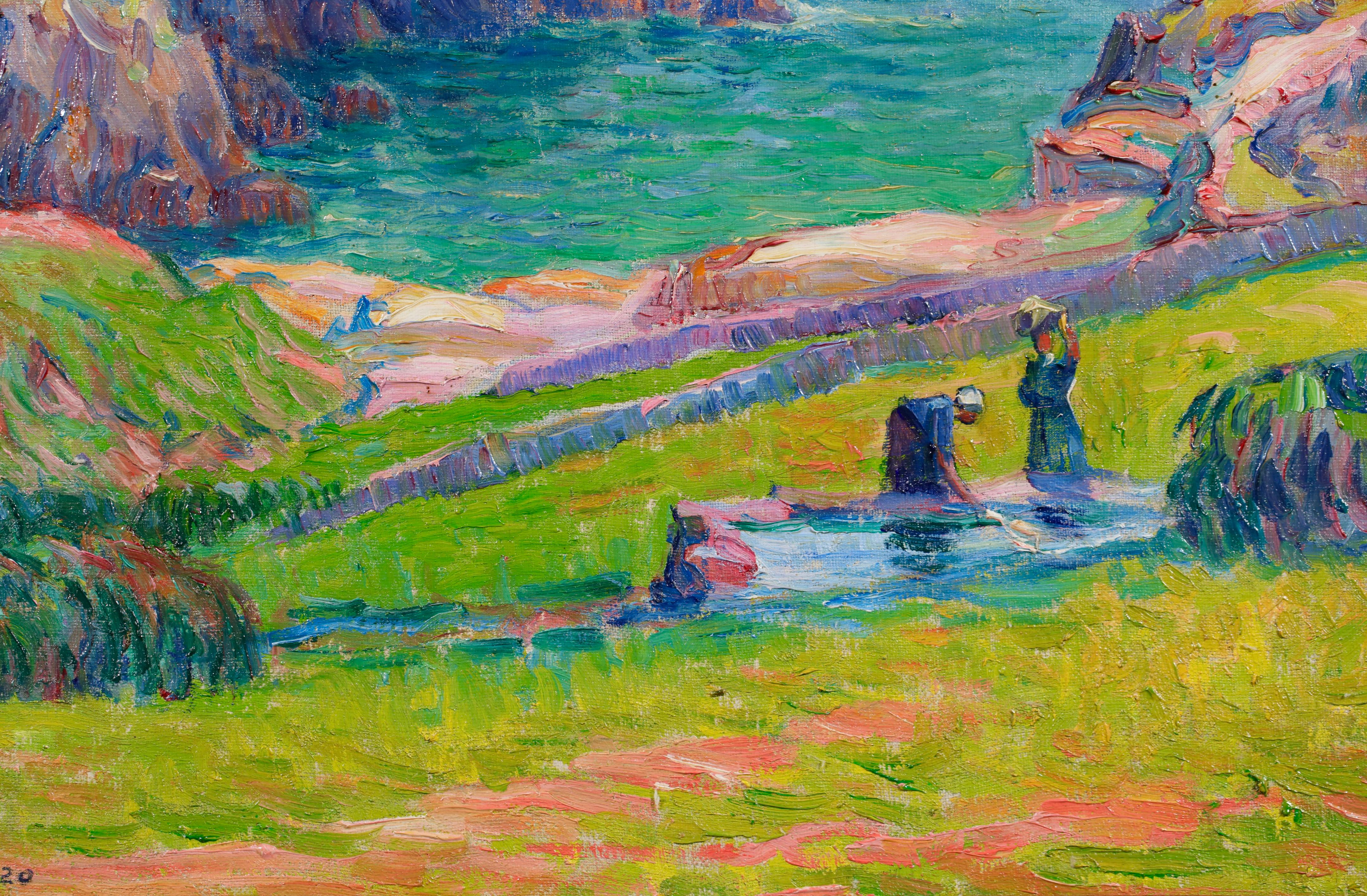 Porte La Motte - Brittany - Post Impressionist Landscape Oil by Jules Le Ray For Sale 4