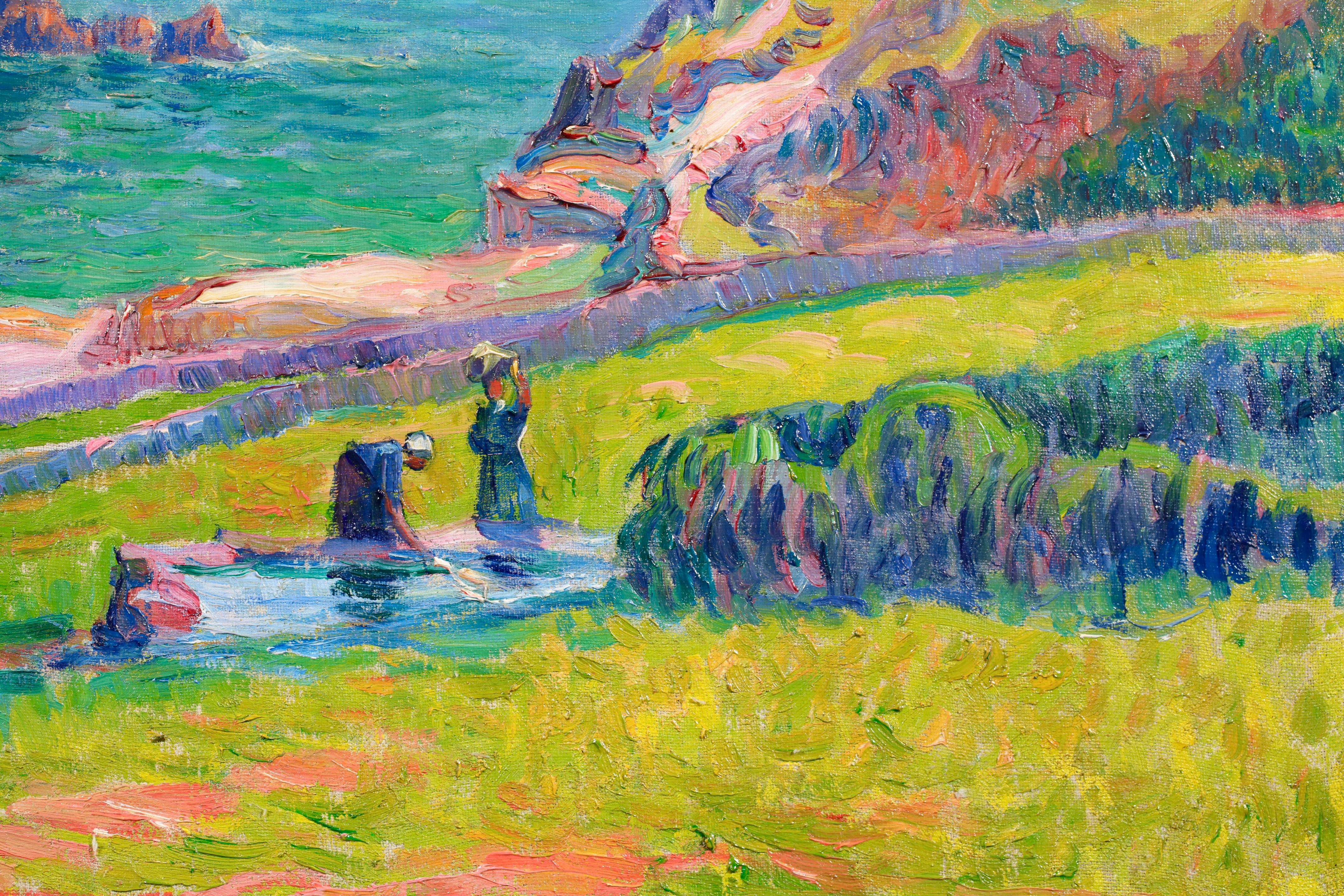 Porte La Motte - Brittany - Post Impressionist Landscape Oil by Jules Le Ray For Sale 5