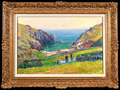 Antique Porte La Motte - Brittany - Post Impressionist Landscape Oil by Jules Le Ray